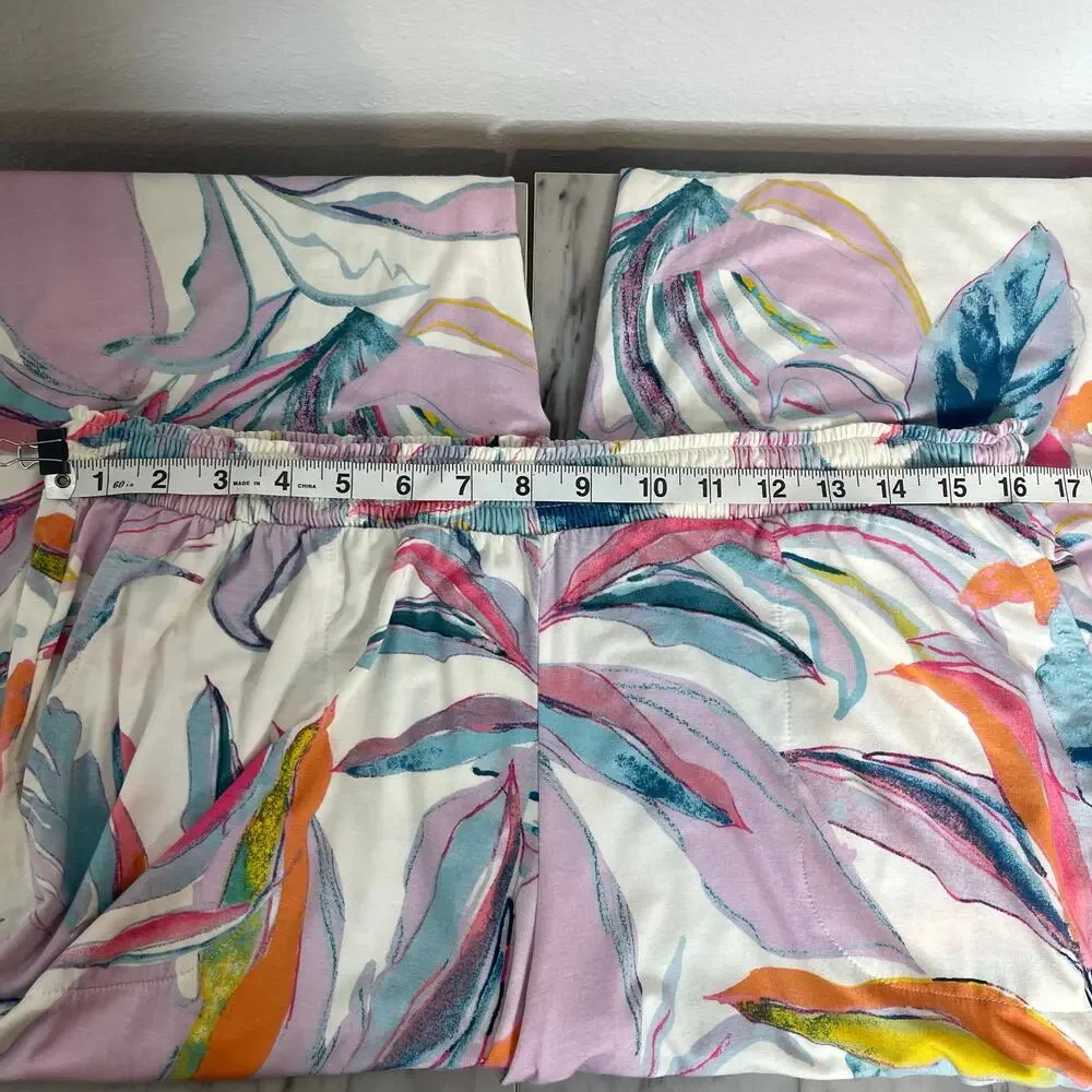 Soma Lounge Pajama Pants Women’s L Soft Stretch Floral Vibrant Multicolor Pastel - Picture 7 of 11